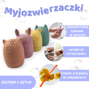 Myjozwierzaczki (zestaw 4 szt.) – bo w wannie liczy się czysta zabawa!