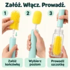 Trzy kroki użycia Swirlo: załóż końcówkę, wybierz poziom, prowadź szczotkę