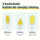 3 końcówki Swirlo: silikonowa, stożkowa i gąbkowa